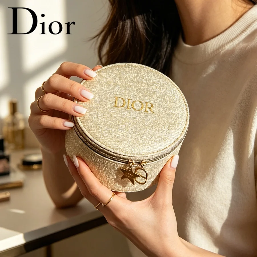 Christian Dior Dior’s Bag Women Round Cake Shaped Makeup Bag Multi-purpose Portable Lunch Box Storage Pouch Delicate All-season - view 3