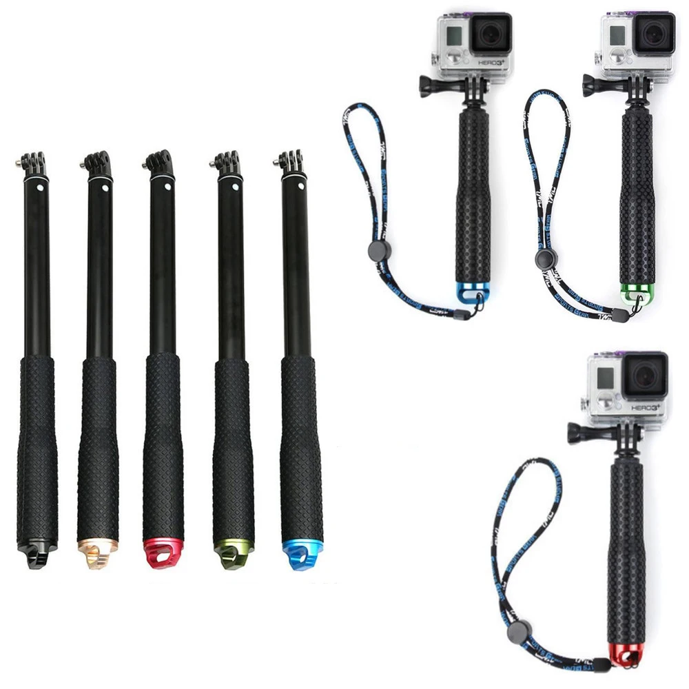 48cm Aluminum Alloy Extendable Handheld Selfie Stick Telescoping Pole for GoPro Hero 11 10 9 8 7 6 OSMO Action Xiaoyi SJCAM Eken