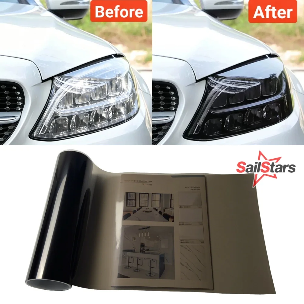 Película Protetora para Faróis de Carro, Adesivos Pretos Impermeáveis para Luzes de Neblina e Lanternas Traseiras, Acessórios Automotivos