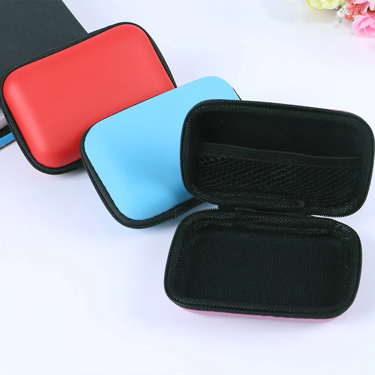 Fashion New Black Travel Zipper Case Leather Earphone Storage Box Portable USB Cable Organizer Carrying Hard Bag For Coin Memory