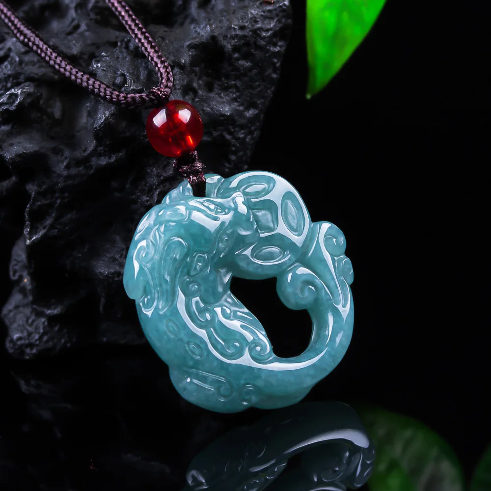 Burmese Jadeite Pixiu Pendant Real Jade Luxury Charm Accessories Designer Necklace Carved Amulet Gemstone Gifts for Women
