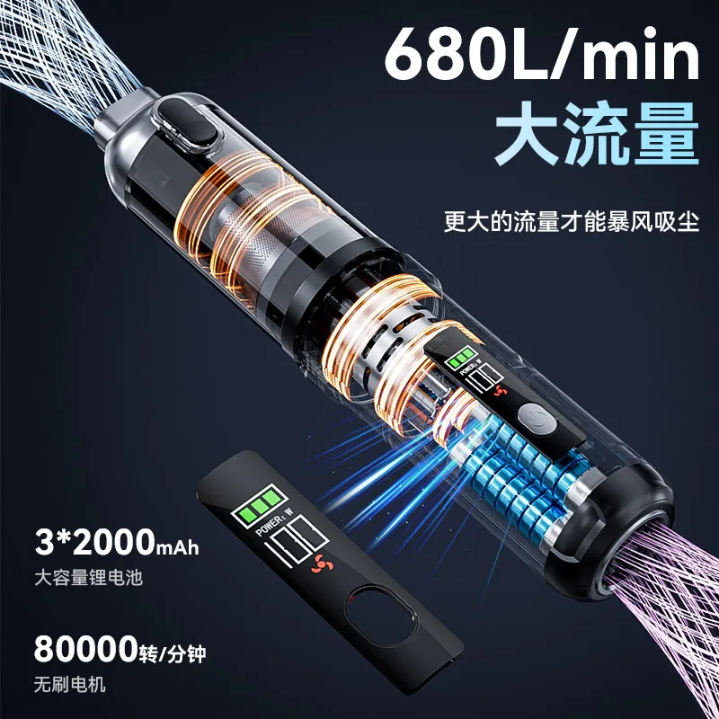 Cordless Car Vacuum Cleaner  Strong Suction Handheld Portable Vacuum, Digital Display  One-Click Dust Empty
