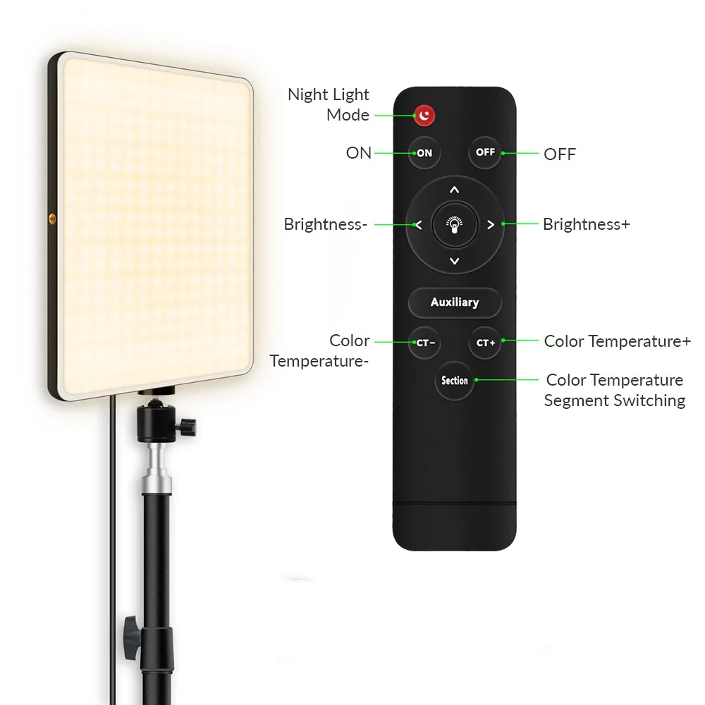 Panel de luz LED regulable para vídeo, iluminación de fotografía con enchufe europeo de 2700-5700k para TikTok, transmisión en vivo, lámpara de