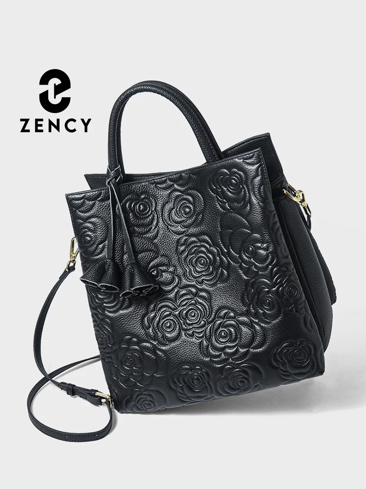 

Модная женская сумка Zency из натуральной кожи с цветочным принтом, большая вместительная сумка через плечо, сумка-тоут, сумка для покупок