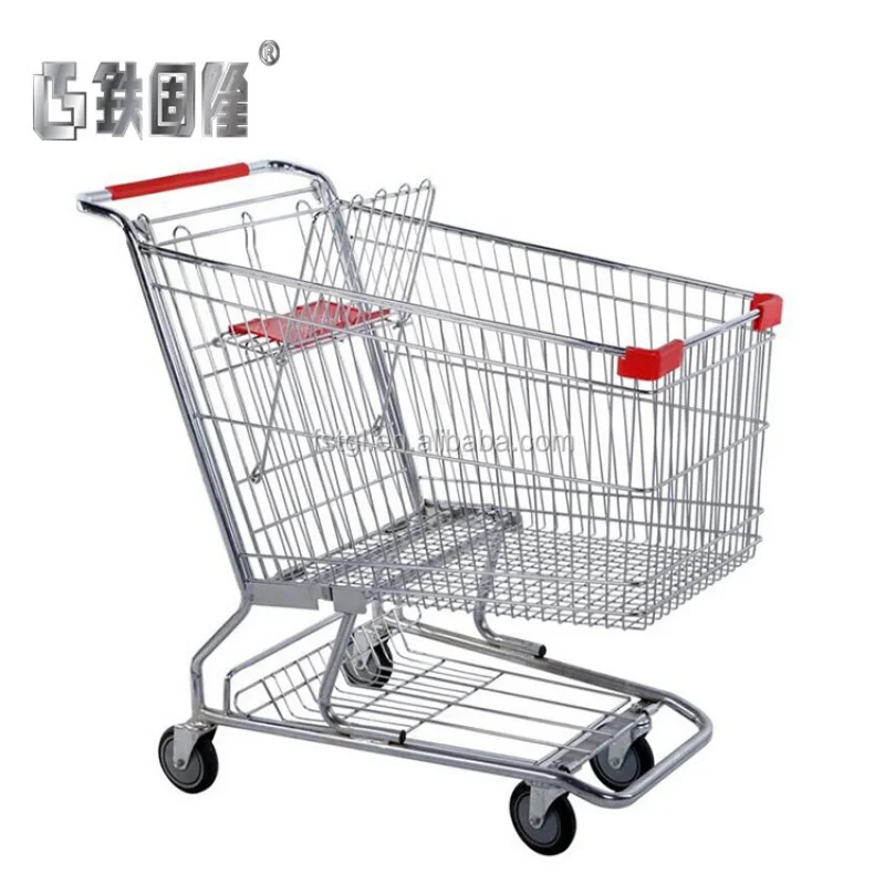 

[Customized] new design supermarket shopping mall stainless steel shopping trolley cart