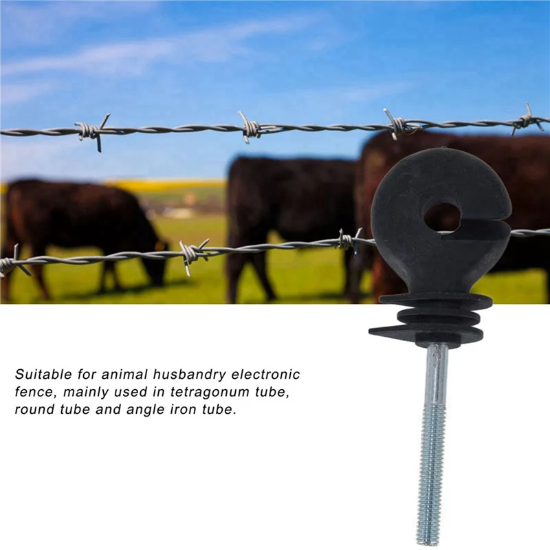 

A88E-100Pcs Flat Nut Insulators Electric Fence Insulators Threaded Electric Fence Insulation Spiral Insulators For Livestock