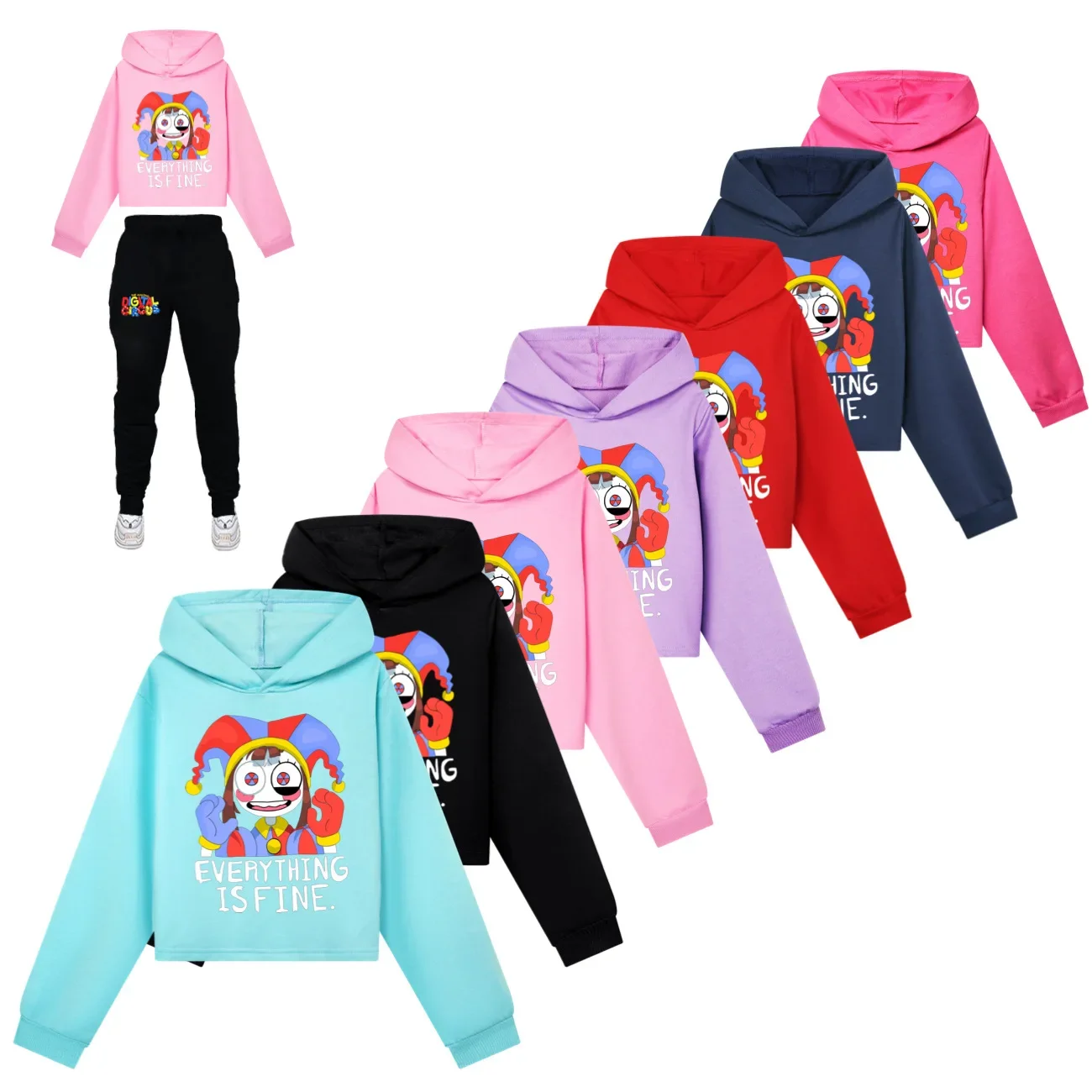 

Girls Hoodie Set Children Clothing Hoody The Amazing Digital Circus merch Cropped Hoodies Kids Long sleeve Casual Tops 2910