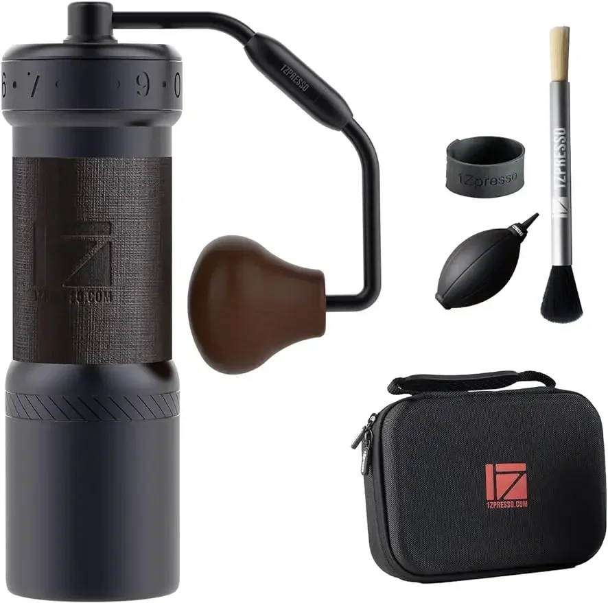 K-Ultra Manual Coffee Grinder Iron Gray with Carrying Case, Assembly Consistency Grind Stainless Steel Conical Burr