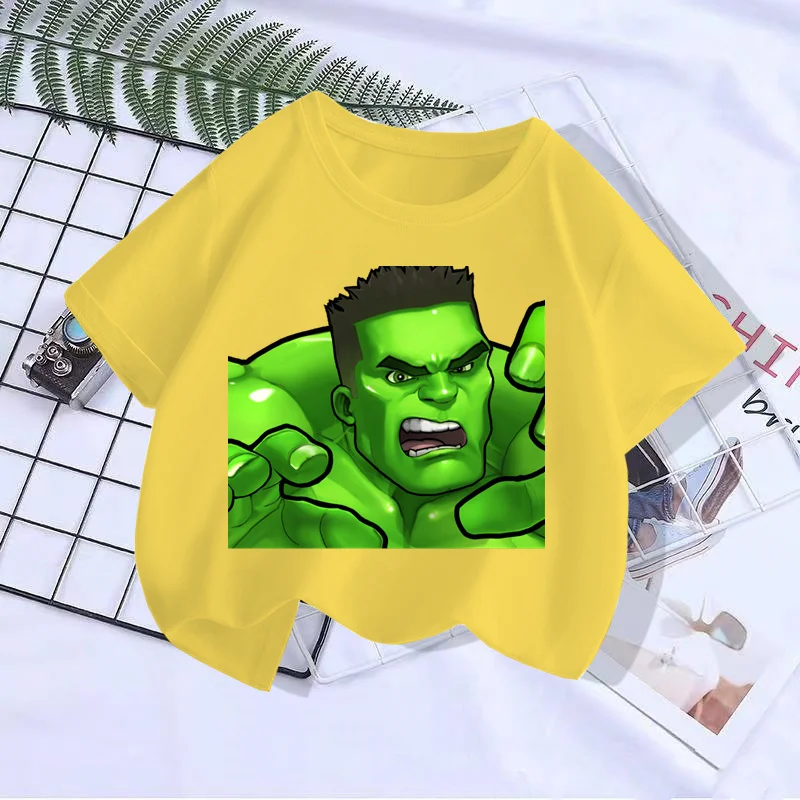 تي شيرت Avengers للأطفال مطبوع عليه Marvel تي شيرت صيفي بأكمام قصيرة ملابس قطنية للأطفال