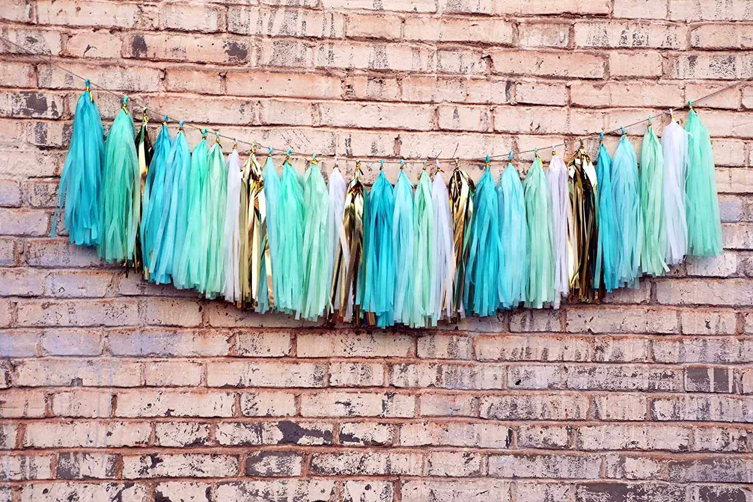 

30Pcs Under The Sea Mint Sky Blue White Gold Paper Wedding Tassel Garlands Hanging Decor Mermaid Birthday Party Decorations Kids