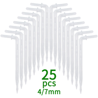 25x Transparent Bend Arrow 1/4'' 4/7mm Hose Dripper Drip Emitter Water Saving Sprinkler Garden Micro Irrigation Greenhouse