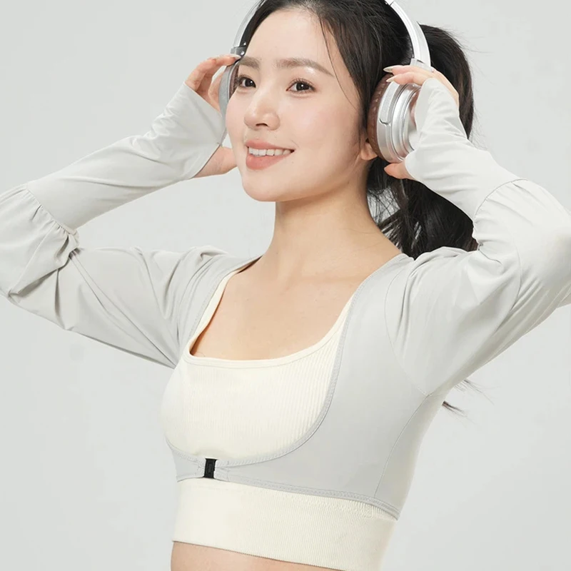 Summer Breathable Cooling Shawl Arm Sleeves With Finger Holes Women Anti-UV Sun Protection Shrug Outdoor Sports Golf T-Shirt view 3