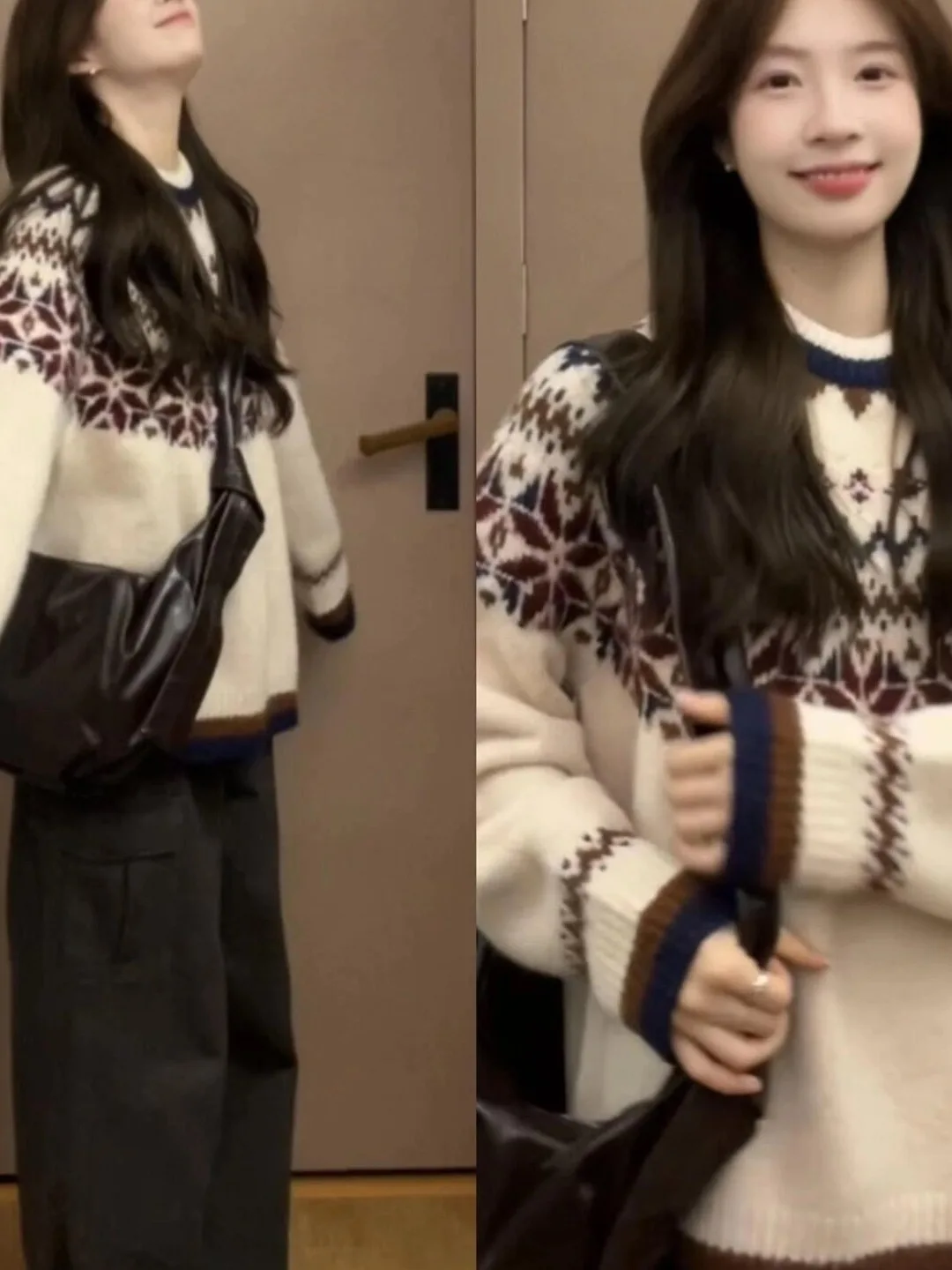 

Soft Cozy round Ne Knitted Sweater Women's Autumn Winter New Sle Korean Lazy Faion Flower Pattern Tassel Long Sve Top