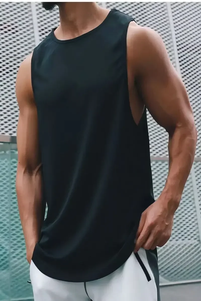 

2025 2025 2025 Summer Plus Size Men Clothing Tank Tops Black White Gray Singlets Sleeveless Fitness Men Vest Casual Bodybuilding