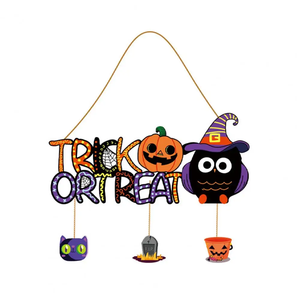 Halloween Hanging Sign Halloween Hanging Plaque Festive Halloween Gate Hanging Plaque Pumpkin Hat Trick or Treat Party