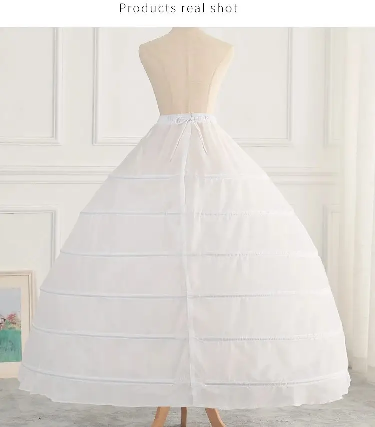 

white ball gown petticoat 6-circle wedding dress fishbone underskirt Prom Party Quinceanera Dress Skirt