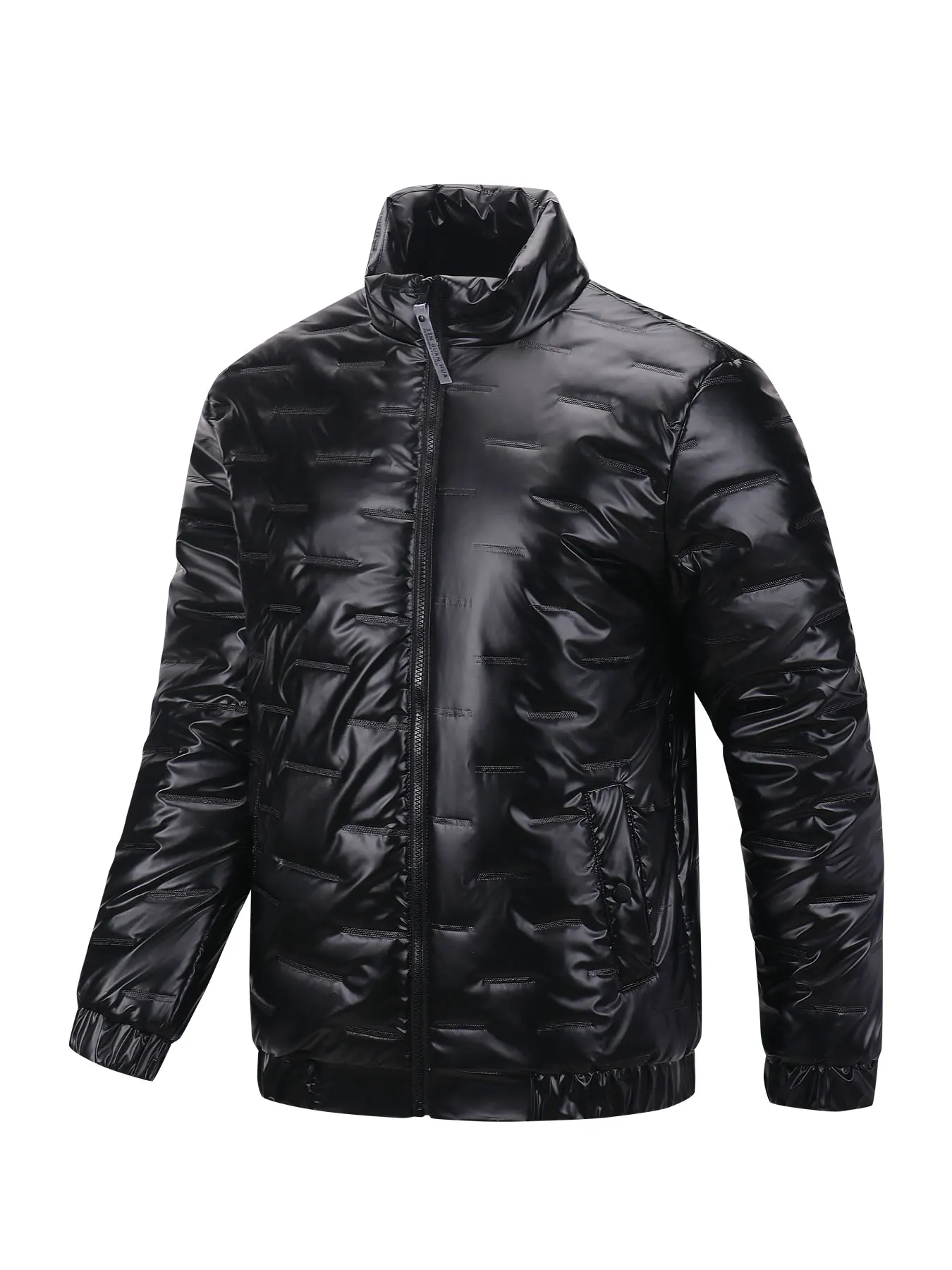 Winter Men's Stand-Up Collar Casual Cotton Jacket, Solid Color, Glossy, Thickened, Windproof and Waterproof, Suitable for Outdoor Sports and Leisure