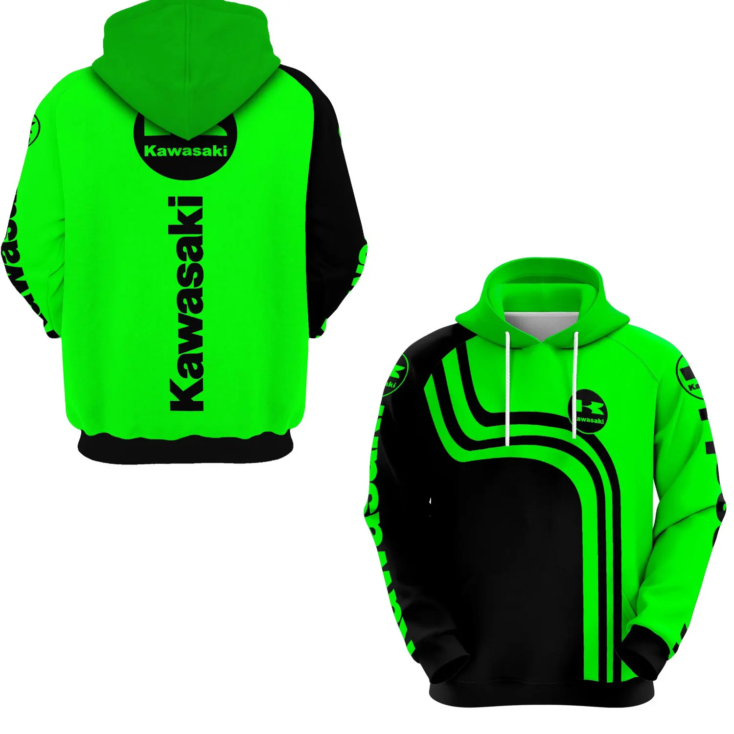 

Spring and Autumn Men's 3D Printing Kawasaki Moto GP Hoodie Women's and Children's Street Leisure Sports Pullover