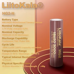Nuova batteria LiitoKala HG2 18650 3000mah batterie ricaricabili ad alta scarica, 30A grande corrente