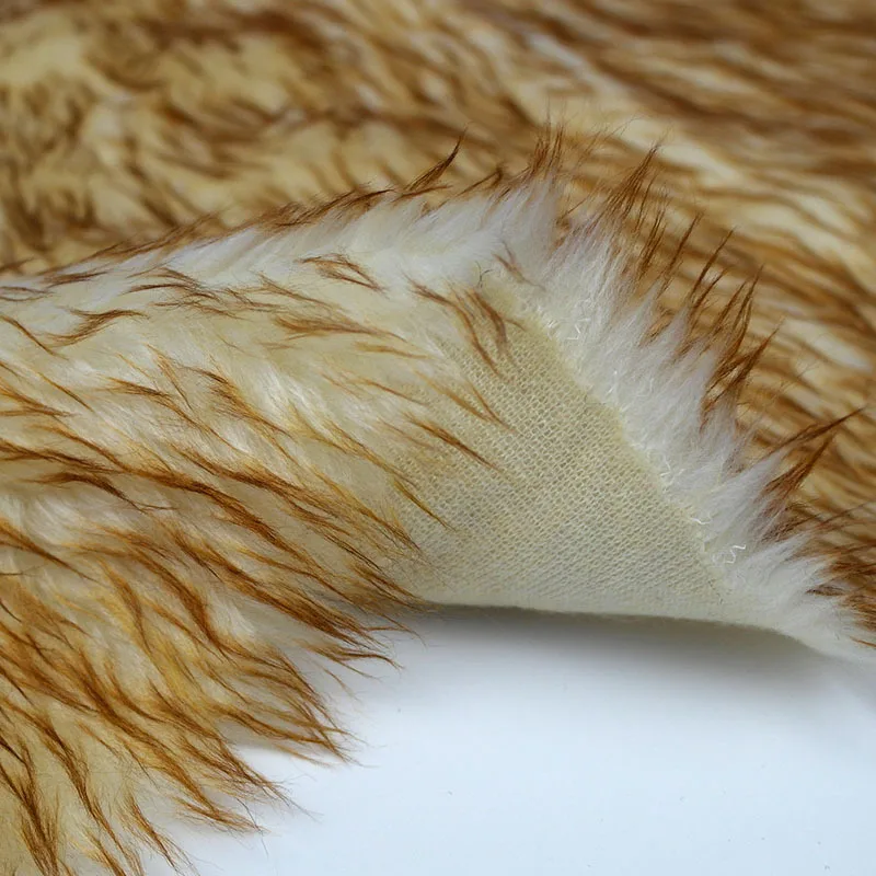 160*100cm  fluffy fourrure beige dyed tip artificial plush faux fur fabric for coat pillow case vest fausse fourrure tissu