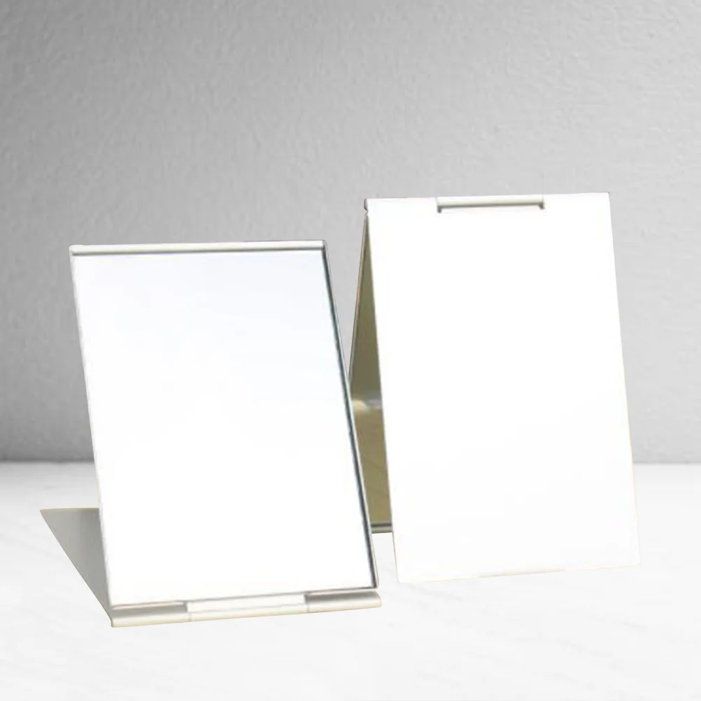 

2Pcs Ultra-Thin Aluminum Foldable Mirrors Portable Makeup Mirror Set Clear Hd Surface Compact Pocket Mirror for Women