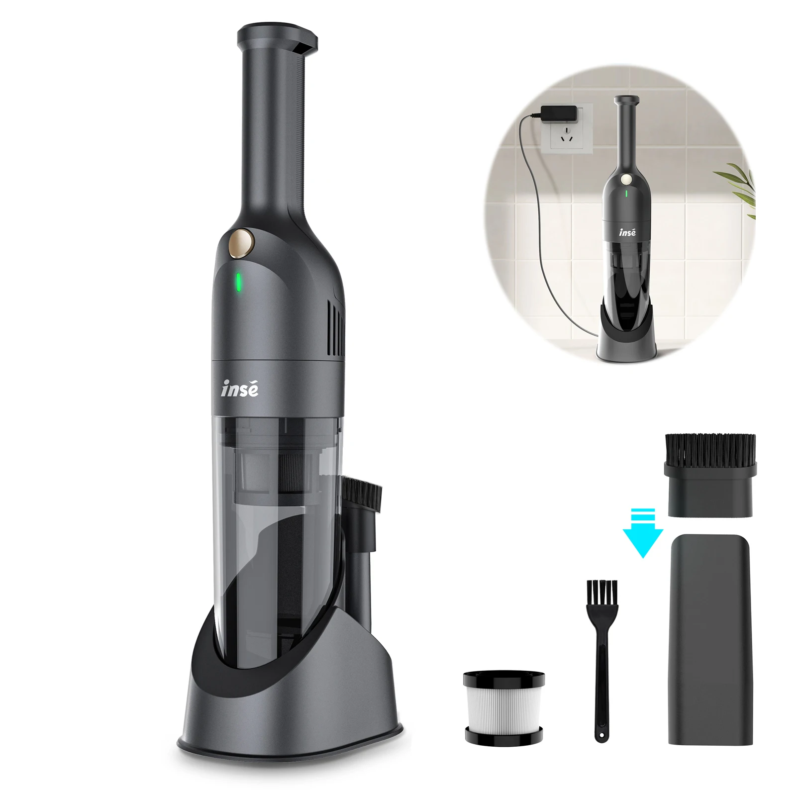 

​INSE H1 Portable Car Vacuum Cleaner, 2 Modes Wireless Mini Handheld Vacuum for Car Cleaning