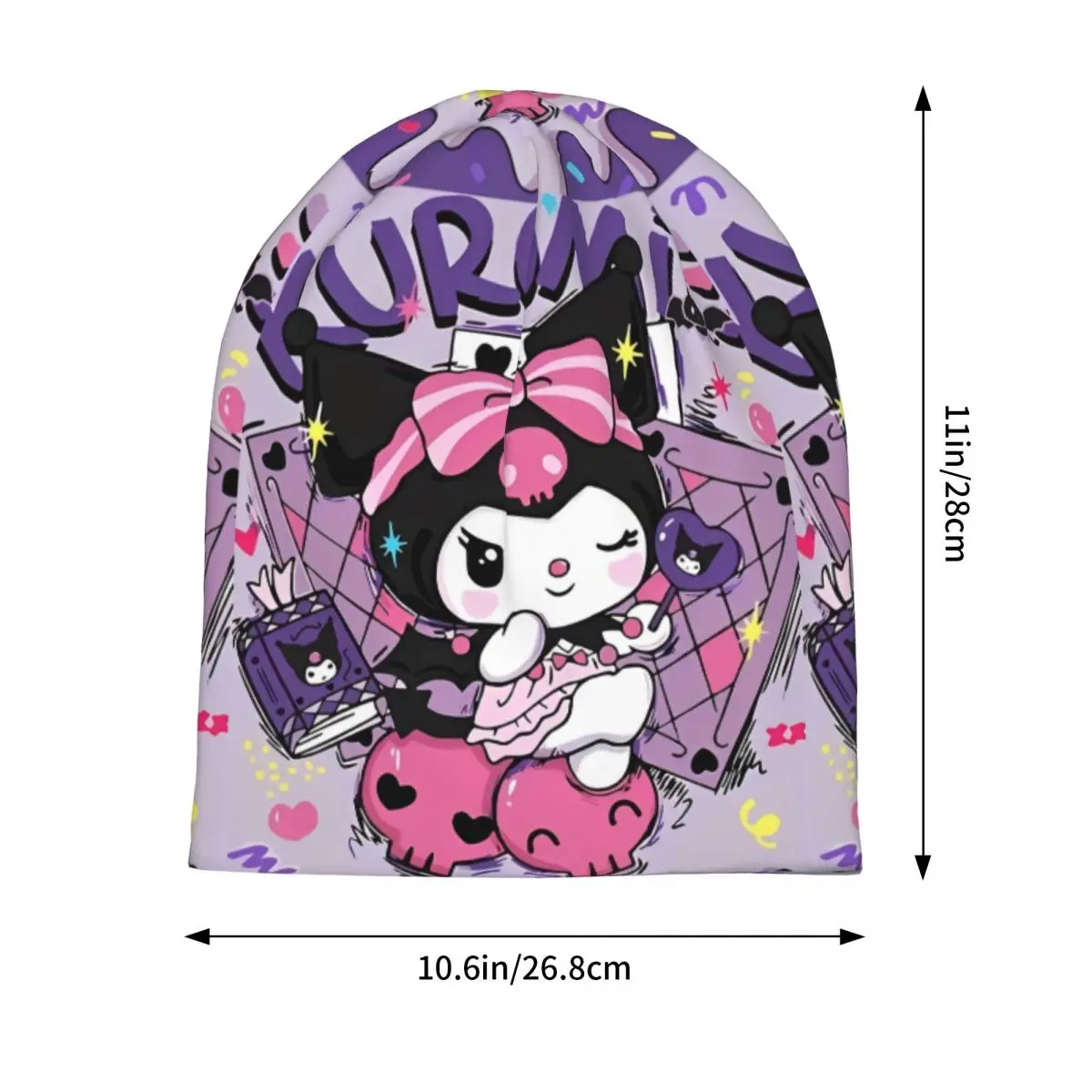 Kuromi الكرتون بونيه قبعة الهيب هوب في الهواء الطلق Skullies قبعة صغيرة للرجال النساء الربيع قبعة ذات الاستخدام المزدوج