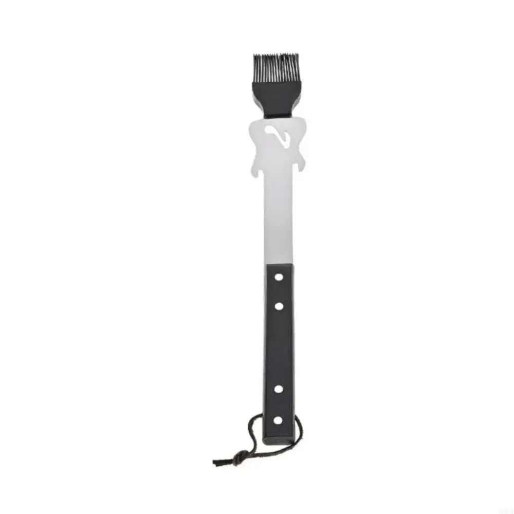 

Stainless Steel Grilling Tool Set Wooden Handle Combination BBQ Shovel Fork Clamp with Storage Bag Silicone Brush