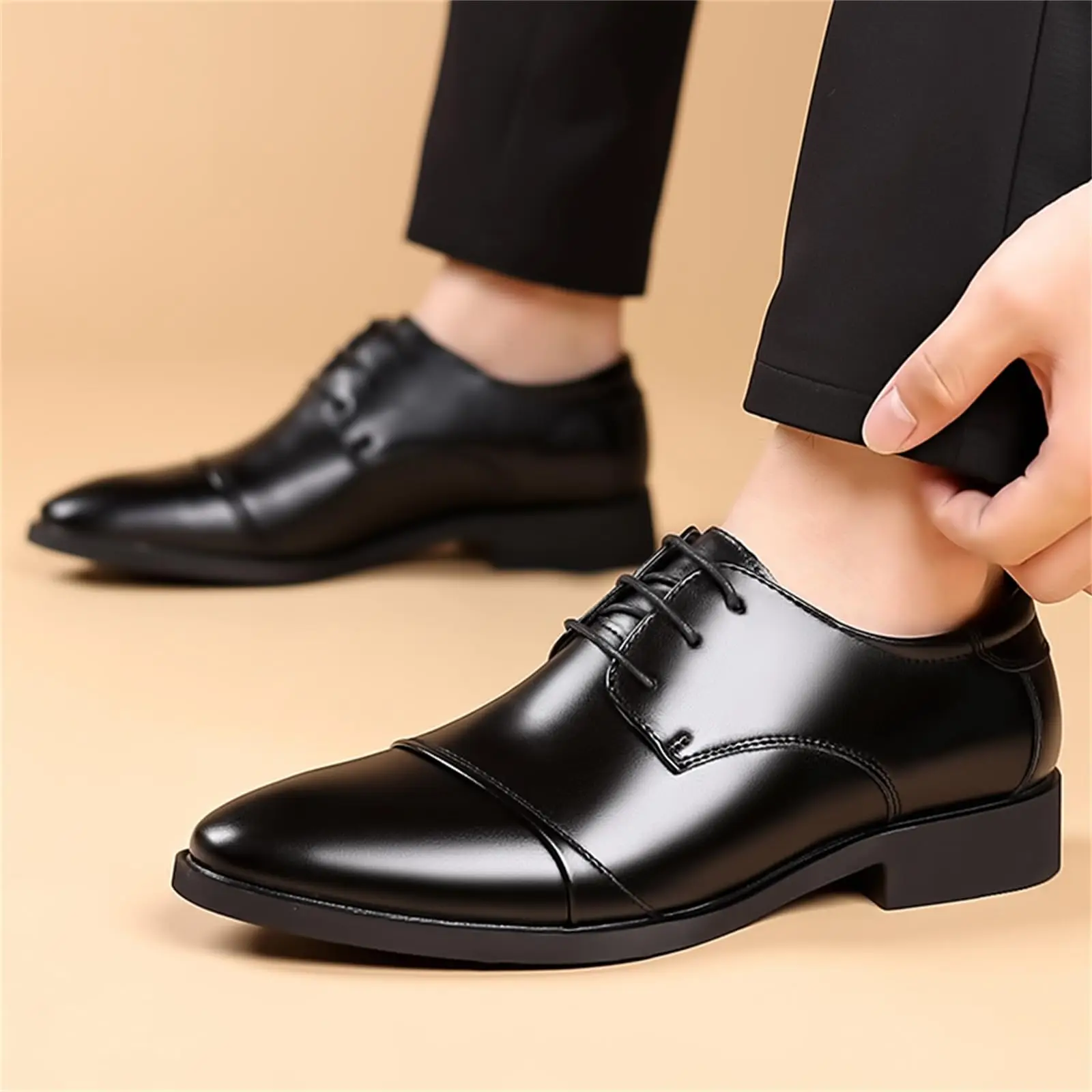 Men's Classic Modern Formal Business Oxford Dress Shoes Comfortable Tuxedo Lace-Up Derbys Casual Shoes for Men - Image 2