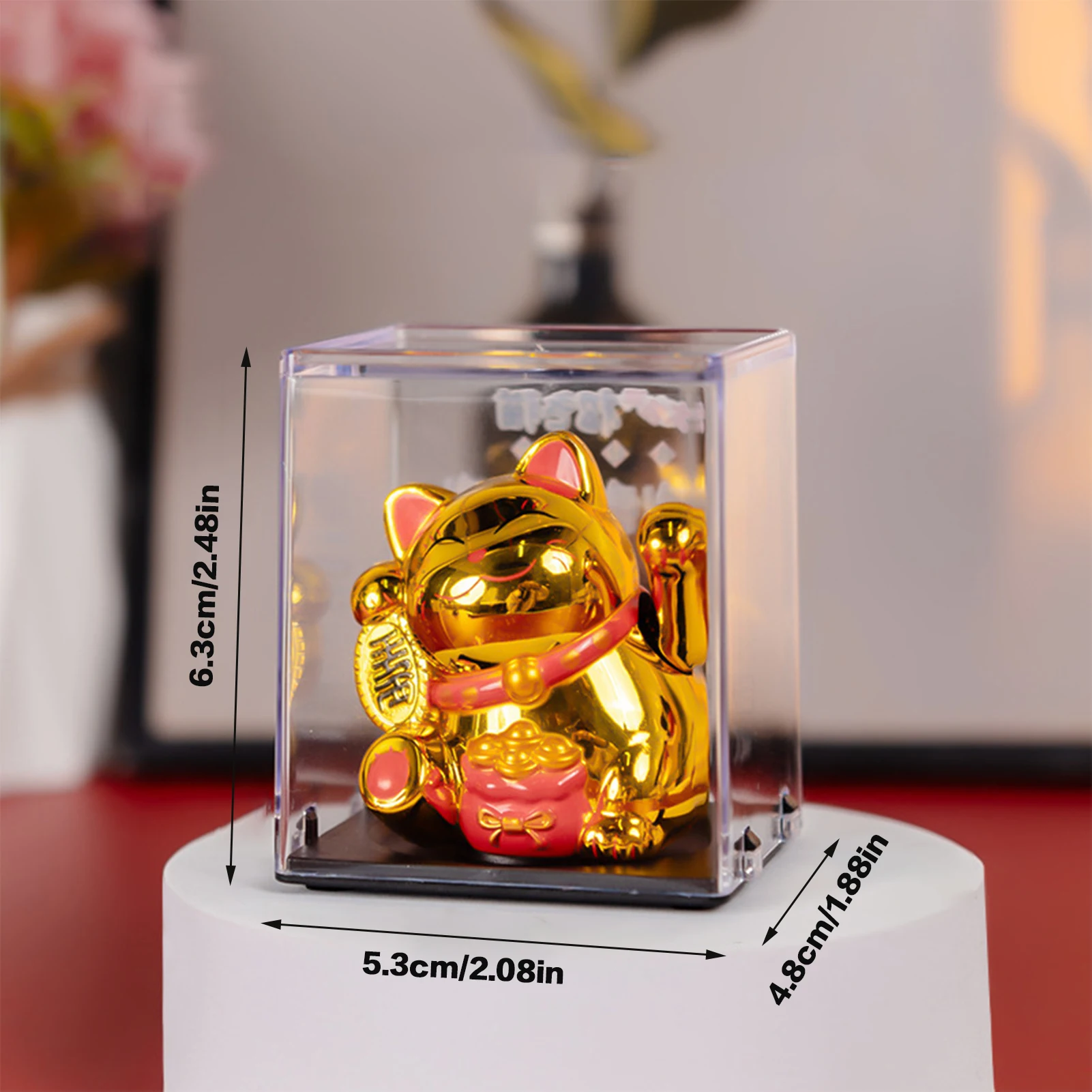 Solar Fortune Cat Ornament Automatic Waving Lucky Cat Car Decoration Cake Baking Decoration Automatic Hand Waving Fortune Cat