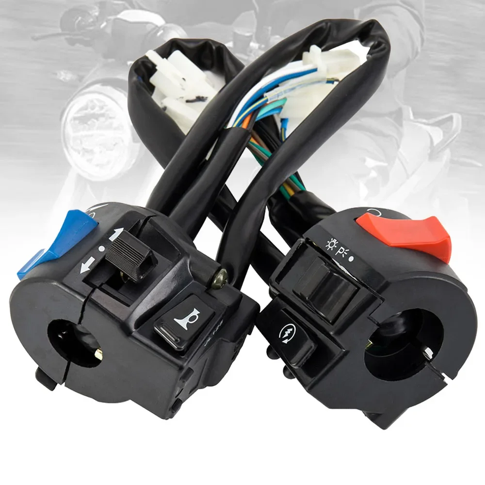 New Motorcycle Handle Bar Left Right Switches Horn Turn Signal Headlight Electric Start Handlebar Controller Switch Universal