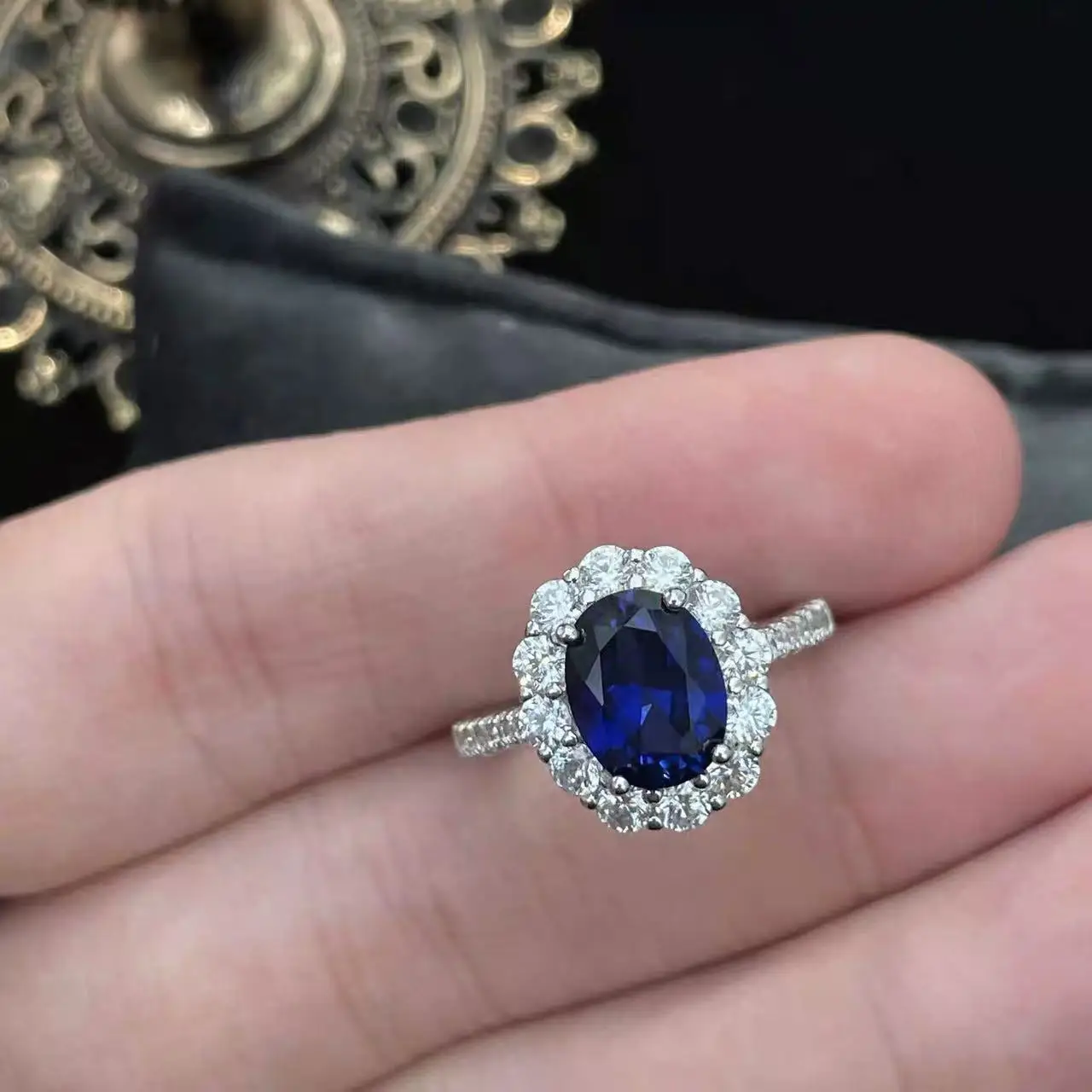 Neuer Ring aus 925er-Sterlingsilber mit glänzendem blauen Edelstein für Frauen, Hochzeit, einfacher Schmuck, Verlobungsgeschenke, modischer Party-Ring