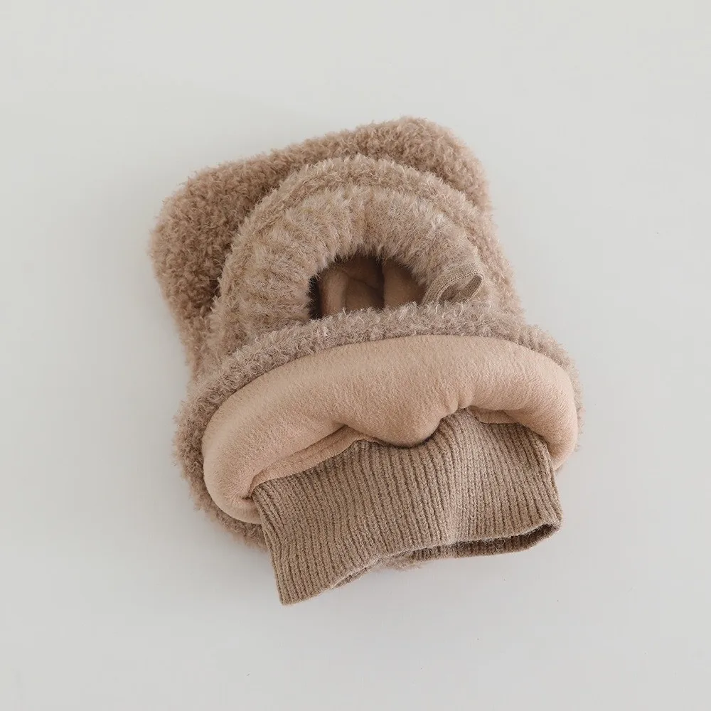 Ear Protection Cap Thickened Hooded Scarf Hat Knitted Integrated Neck Warmer Hat Thermal Elastic Thick Warm Balaclava Boys
