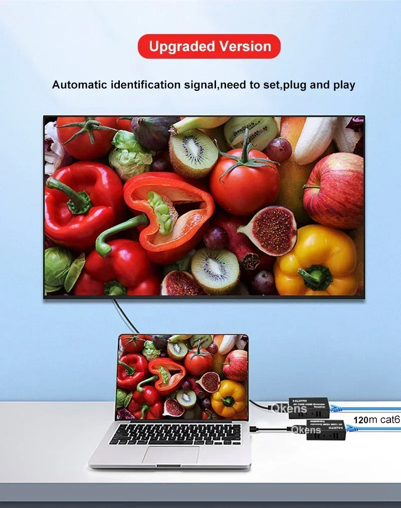 4K 100M HDMI Extender 120M Melalui Cat5e Cat6 Rj45 Kabel Ethernet Pemancar dan Penerima Video untuk Kamera Laptop PC Ke Monitor TV