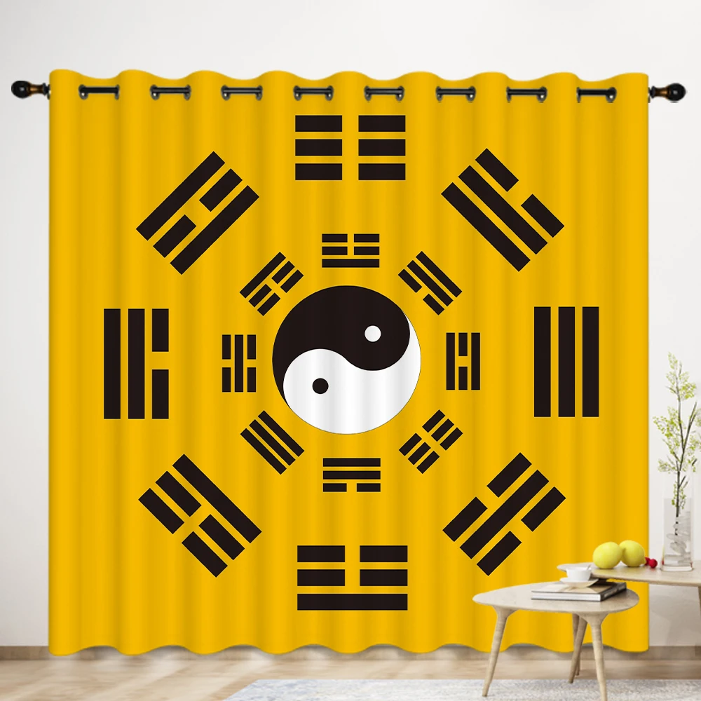 Chinese Zen Tai Chi Eight Diagrams Curtain Five Elements Feng shui Porch Decoration Daoguan Zen Room Floor-to-ceiling Window