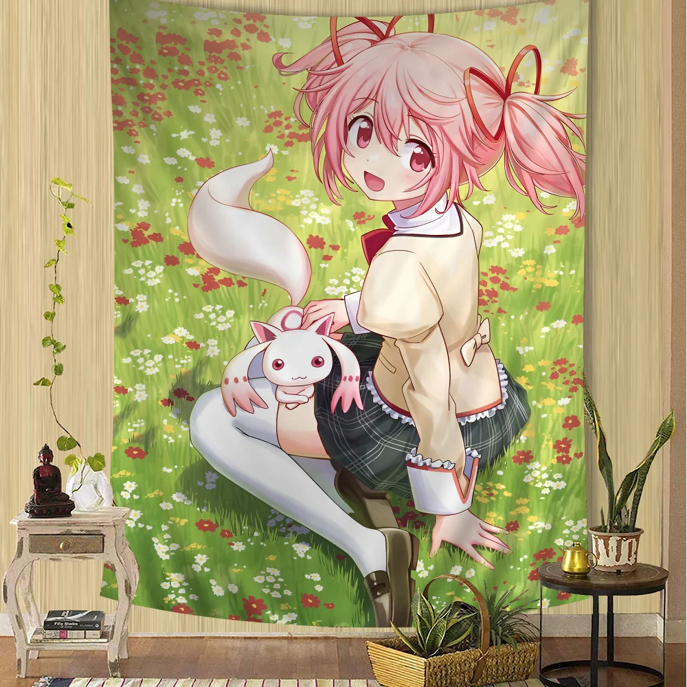 VIKAMA Anime magique fille tapisserie bohème tapisserie Tarot Hippie tapisserie dortoir Style japonais tapisserie décoration murale
