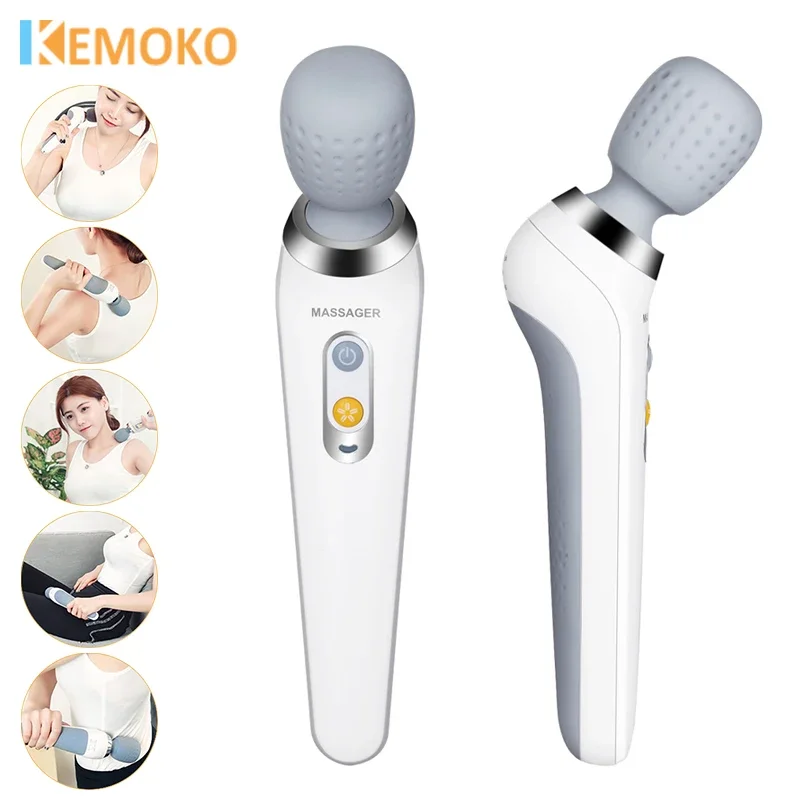 Electric Wand Vibrator Waterproof Wand 5 Strength Adjustable Vibrating Kneading Neck Shoulder Body Massage Relax Handheld Woman