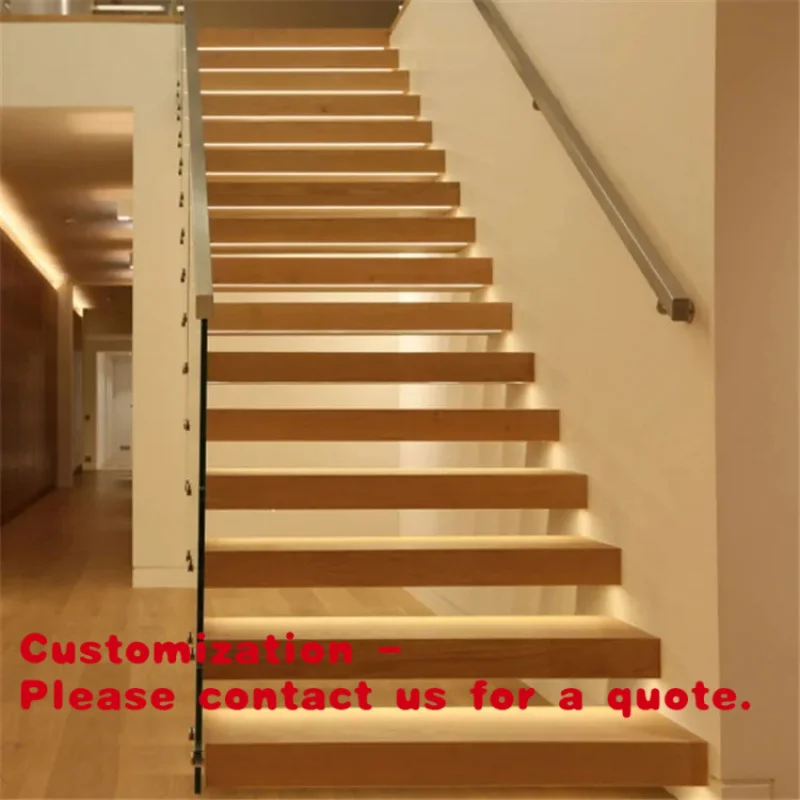 custom.Prima Easy-to-Install Stringer Staircase with Minimalist Design and Anti-Slip Treads Wood Steps Straight Stairs