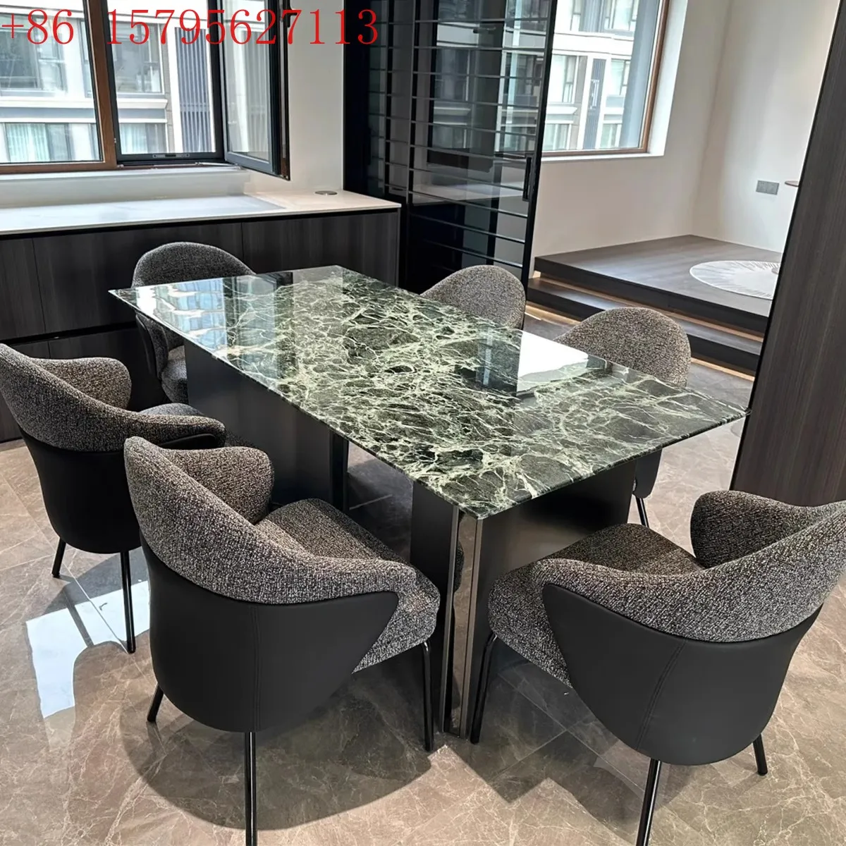 

Итальянский светлый роскошный обеденный стол из натурального мрамора, высококачественный длинный обеденный стол на вилле по индивидуальному заказу