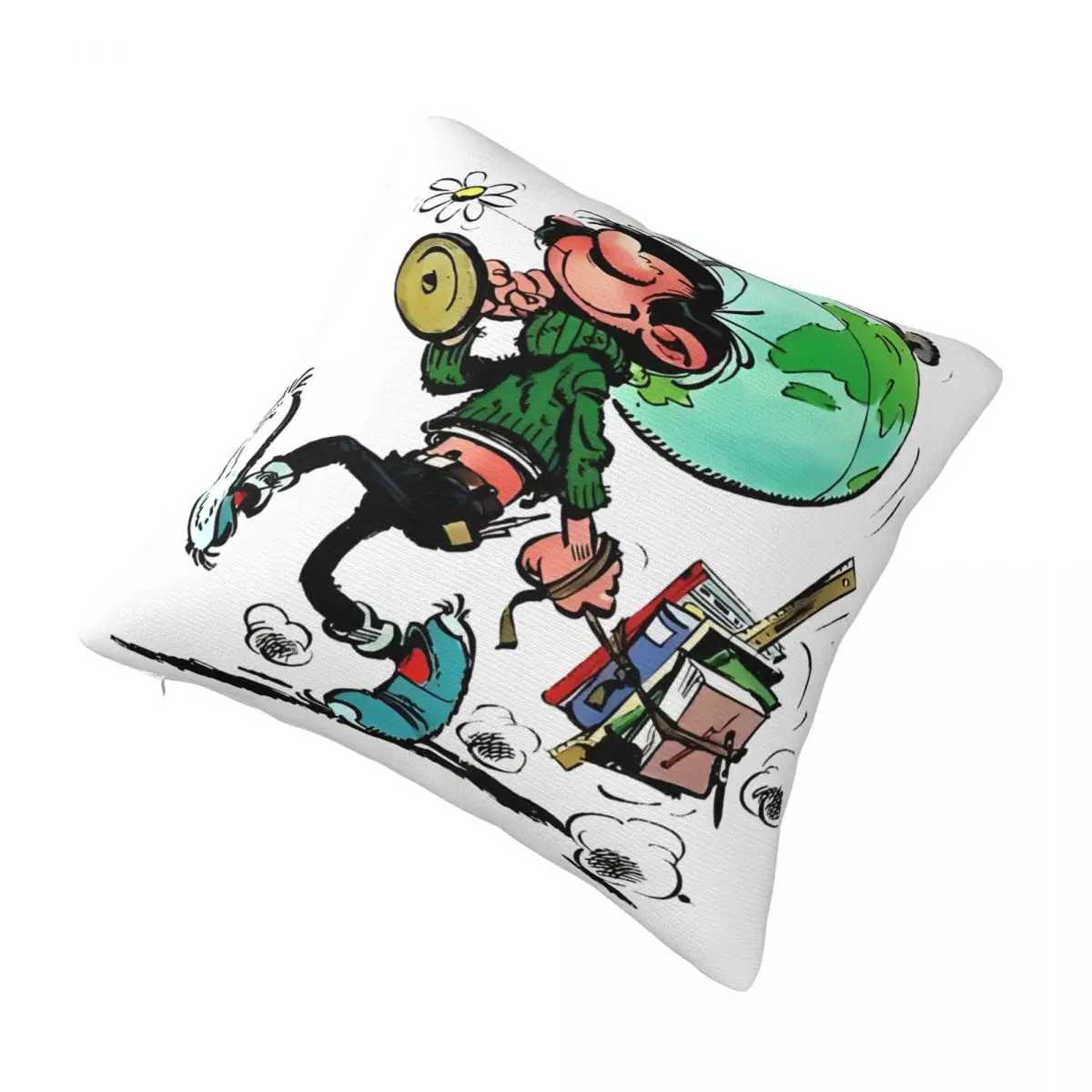 Gaston Lagaffe Cartoon Anime Pillowcase Merch Printing Cushion Cover Throw Pillow Cover Sofa Decoration Square Multi-Size