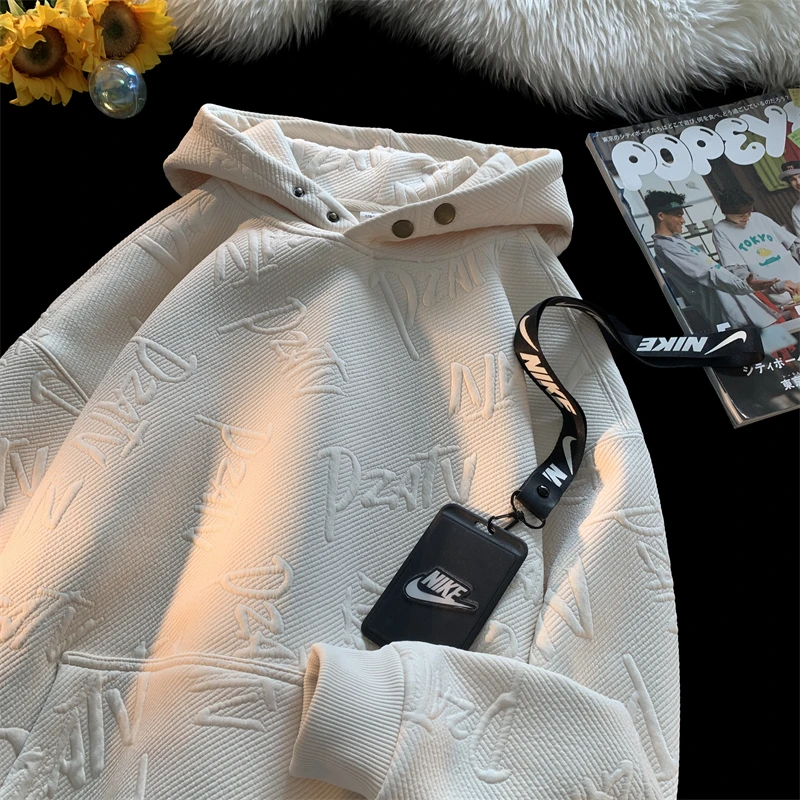 

Мужская толстовка-худи Heavyweight в американском ретро-стиле, утепленная флисом, для весны и осени, молодежная теплая верхняя одежда, повседневная свободная толстовка