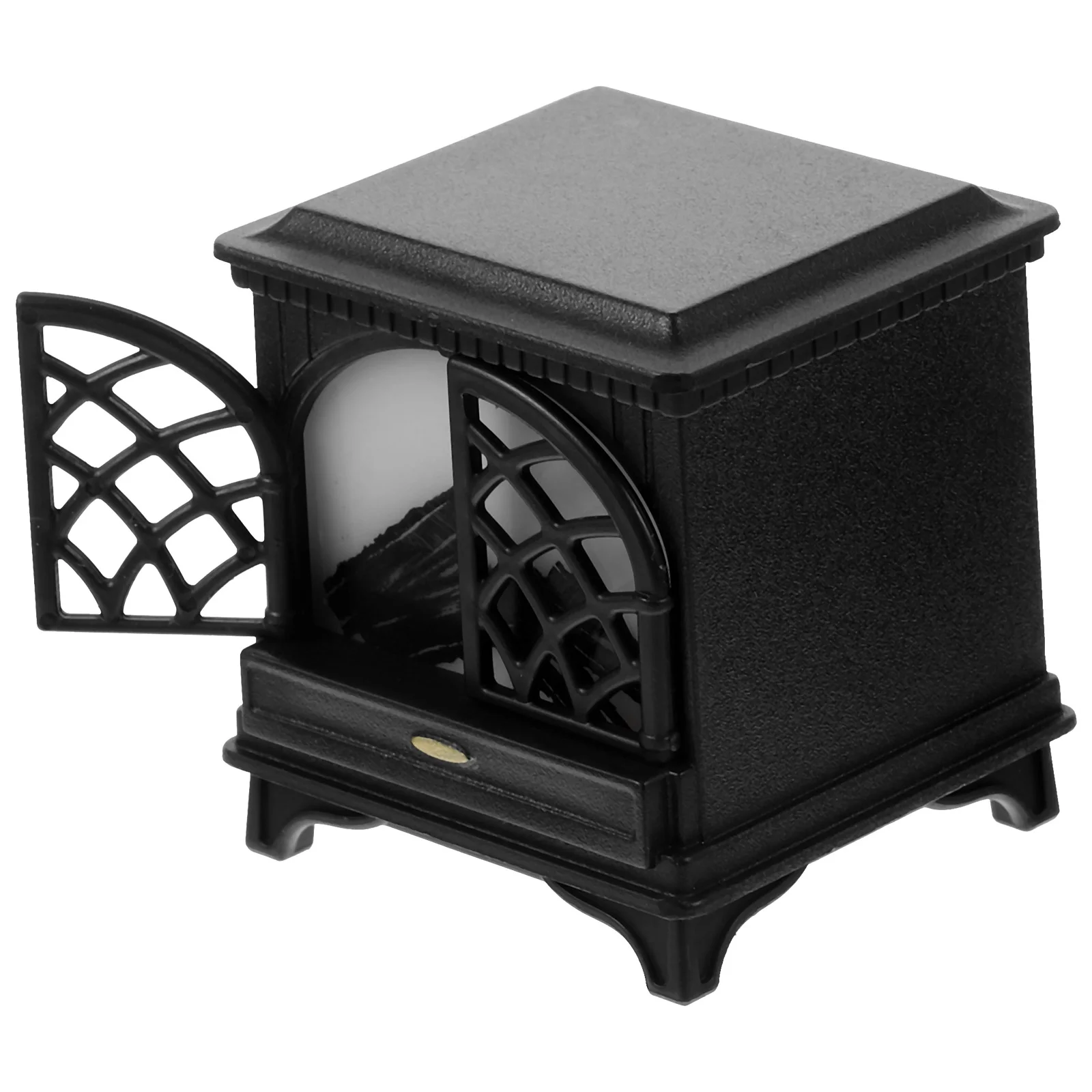 

Dollhouse Mini Fireplace Stove Warmer Simulated Firewood Christmas Decoration Furniture Model (Black) Miniature Plastic