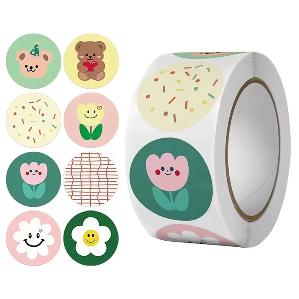 100-500pcs Cute Cartoon Stickers 1inch Reward Sticker Round Rainbow Seal Labels for Handmade Gift Packing Decor Kids