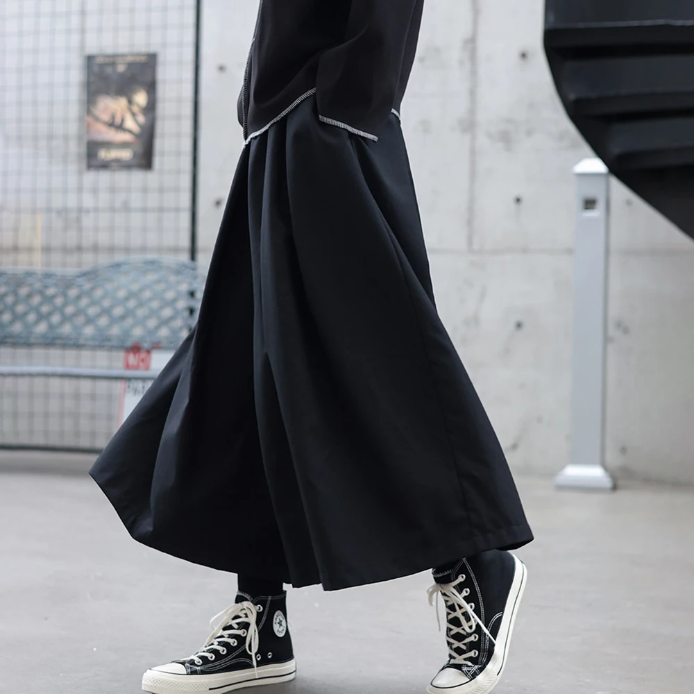 

XS-5XL Y2k Gothic Dark Plain Samurai Pants Genderless Spring Streetwear Fashion Youth Outdoor Daily Skirt Pants Unisex 2026 New