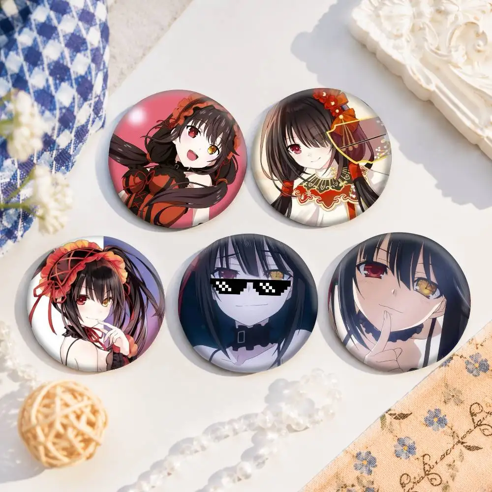A-K-Kurumi T-Tokisaki Anime Round Badges, Brooches, Clothing Accessories, Birthday Gifts, Anime Conventions