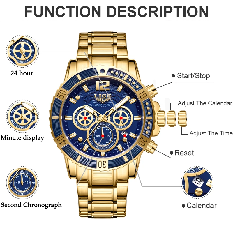 LIGE Womens Watches Top Brand Luxury Waterproof Watch Fashion Ladies Luxury orologio da polso al quarzo in acciaio inossidabile Relogio Feminino