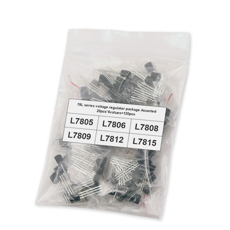 20pcs*6values=120pcs 78L05 78L06 78L08 78L09 78L12 78L15 TO92 TO-92 Transistor Kit 78L Series Voltage Regulator Package Assorted