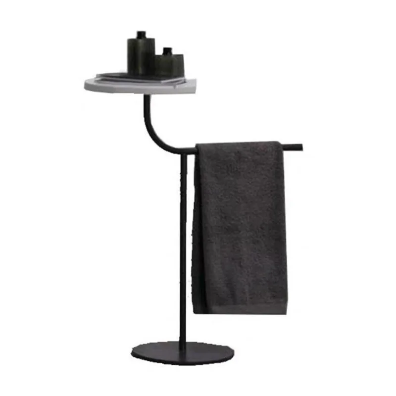 Nordic simple and multi-functional non-punching towel rack Floor-to-ceiling bathtub towel rack Marble storage rack Hanging rod