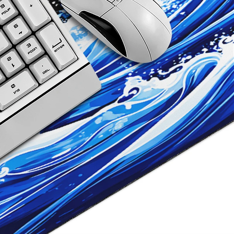 Blue Japanese Great Wave Mouse Pad Gaming XL Computer New Mousepad XXL keyboard pad Soft Carpet Non-Slip Table Mat