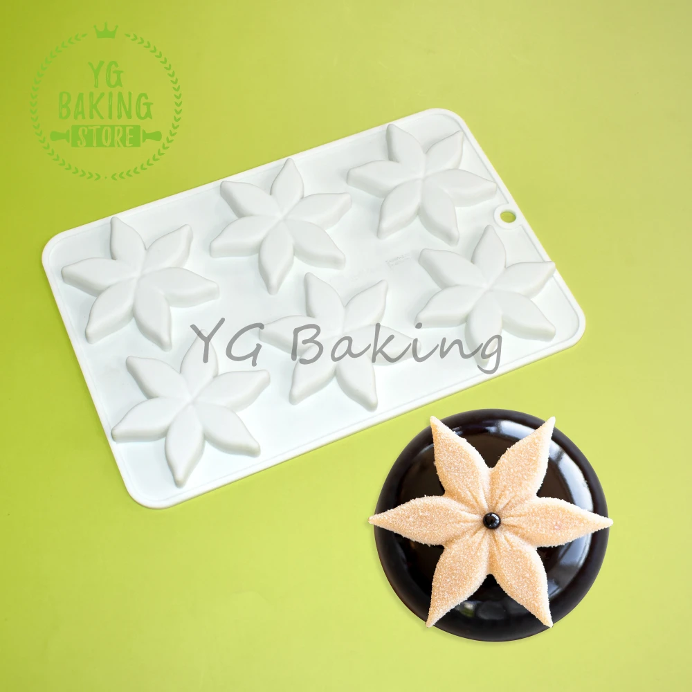 Dorica 6 Cavity Flower Design Pudding Silicone Mousse Mould DIY French Dessert Chocolate Mold Cake Decorating Tools Bakeware